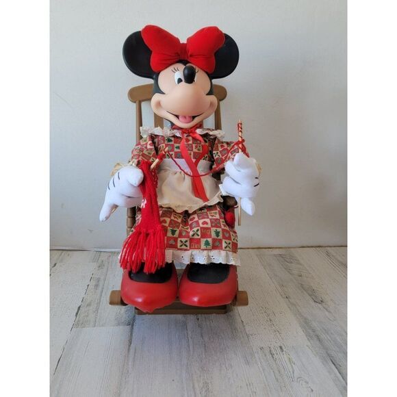 Santa's best 1993 Minnie Mouse knitting rocking chair animated Xmas - Picture 3 of 15